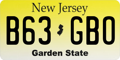 NJ license plate B63GBO