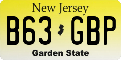 NJ license plate B63GBP