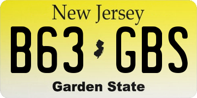 NJ license plate B63GBS