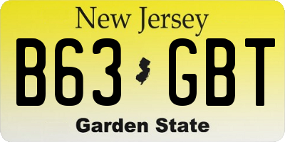NJ license plate B63GBT