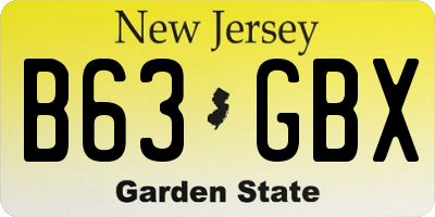 NJ license plate B63GBX