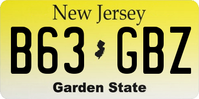 NJ license plate B63GBZ