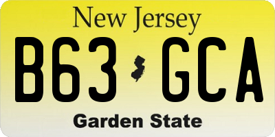 NJ license plate B63GCA
