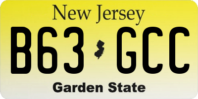 NJ license plate B63GCC