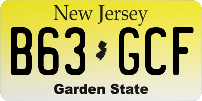 NJ license plate B63GCF