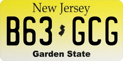 NJ license plate B63GCG