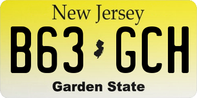 NJ license plate B63GCH