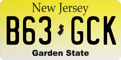 NJ license plate B63GCK