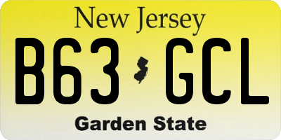NJ license plate B63GCL