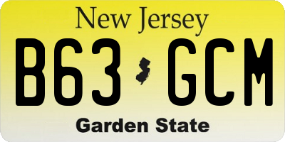 NJ license plate B63GCM