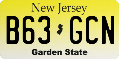 NJ license plate B63GCN