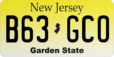 NJ license plate B63GCO