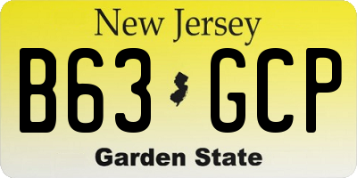 NJ license plate B63GCP