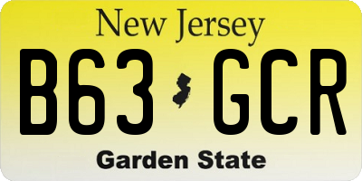 NJ license plate B63GCR