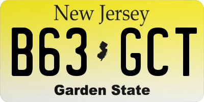 NJ license plate B63GCT