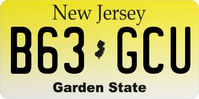 NJ license plate B63GCU