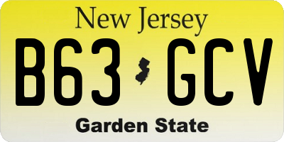 NJ license plate B63GCV