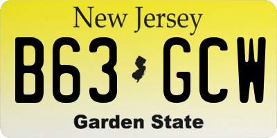 NJ license plate B63GCW