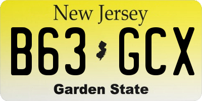 NJ license plate B63GCX
