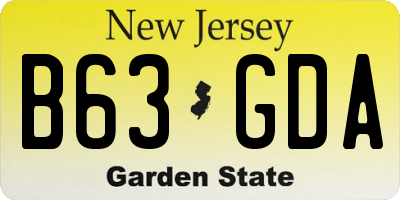 NJ license plate B63GDA
