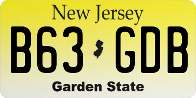 NJ license plate B63GDB