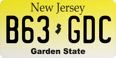 NJ license plate B63GDC