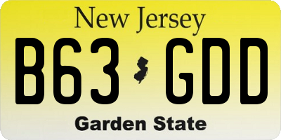 NJ license plate B63GDD