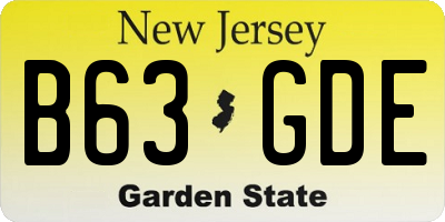 NJ license plate B63GDE