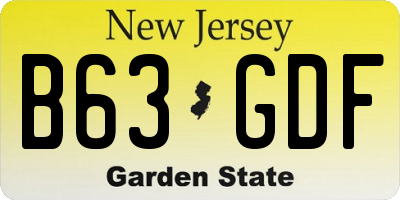 NJ license plate B63GDF