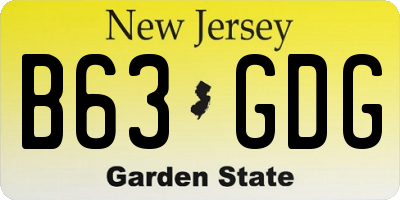 NJ license plate B63GDG