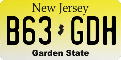NJ license plate B63GDH