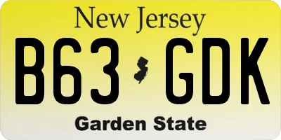 NJ license plate B63GDK