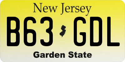 NJ license plate B63GDL