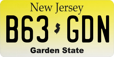 NJ license plate B63GDN