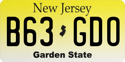 NJ license plate B63GDO