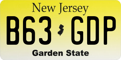 NJ license plate B63GDP