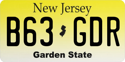 NJ license plate B63GDR