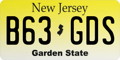 NJ license plate B63GDS