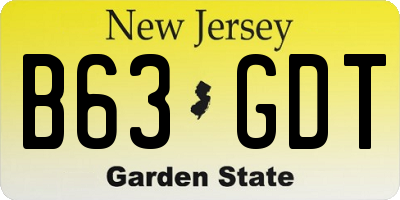NJ license plate B63GDT