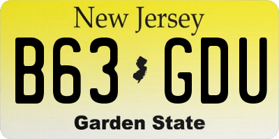 NJ license plate B63GDU