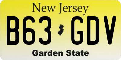 NJ license plate B63GDV