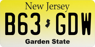 NJ license plate B63GDW