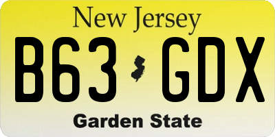 NJ license plate B63GDX