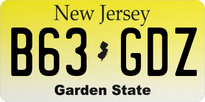 NJ license plate B63GDZ
