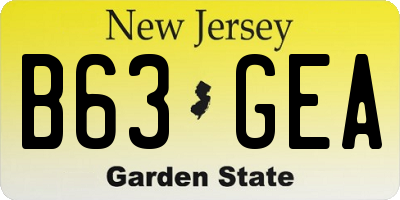 NJ license plate B63GEA