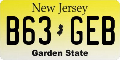 NJ license plate B63GEB