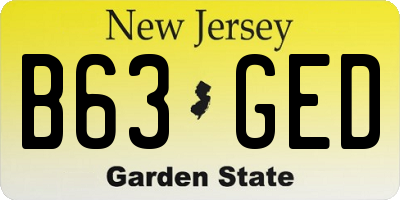 NJ license plate B63GED