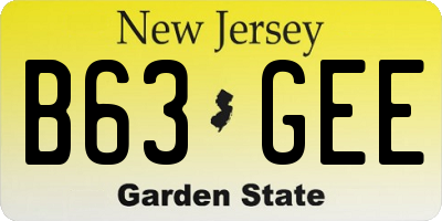 NJ license plate B63GEE