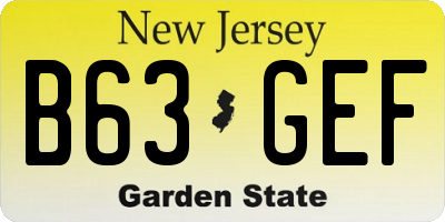NJ license plate B63GEF