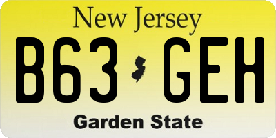 NJ license plate B63GEH